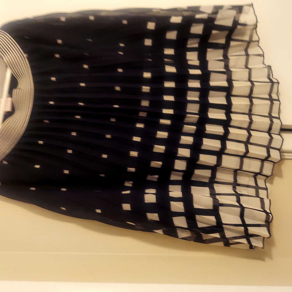 Black and White Mini Skater Skirt with Pleated Tiered Design